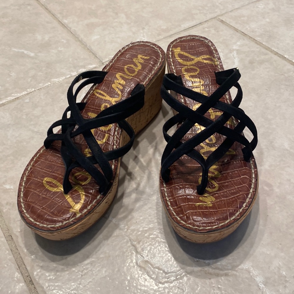 Sam Edelman, size 7.5 black platform sandals